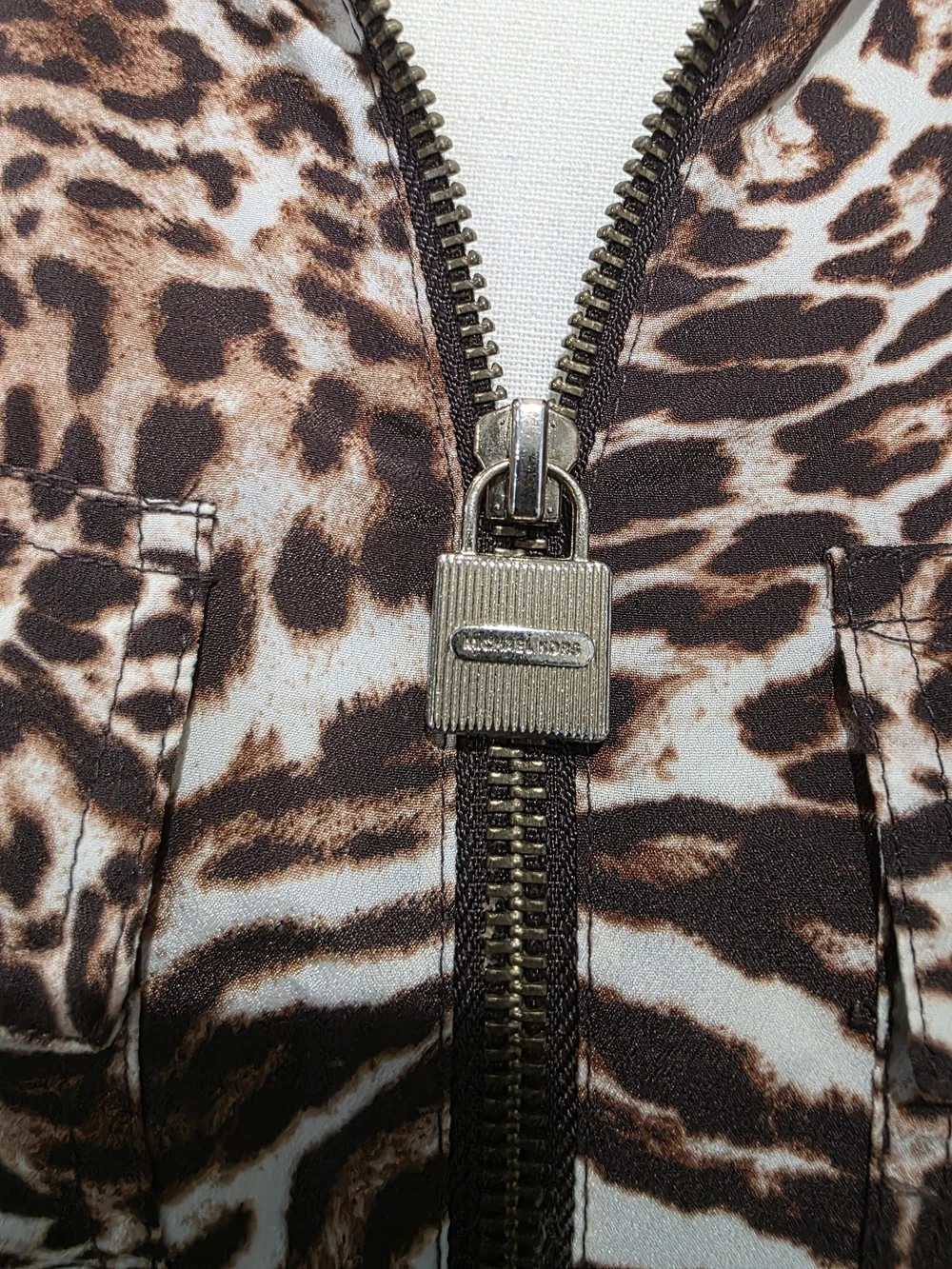 Michael Kors Big Cat Zip-Up Tunic Small Chocolate MSRP .